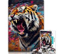 Psychedelic Animal Tiger Adult Jigsaws 1000 Pieces Difficult,Challenging Family Activity Games DIY Toy for Home Wall Decor Gifts 38x26cm