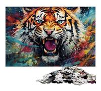 Psychedelic Animal Tiger Jigsaw Puzzles for Adults 1000 Piece Jigsaw Puzzles for Adults for Family And Friends, Suitable for Ages 14+ 50x75CM/19.68x29.52inch