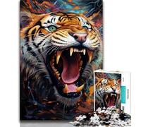 Psychedelic Animal Tiger Puzzles for Adults Teens 1000 Pieces,Help The Brain Exercise Addictive Toys to Cultivate Patience Great Gift 50x75cm