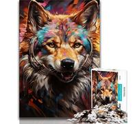 Psychedelic Animal Wolf Jigsaws 1000 Pieces for Teenagers,Educational Games Home Decoration Deal As Gifts for The Whole Family (50x75cm)