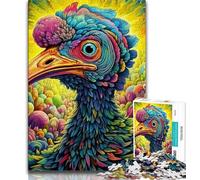 Psychedelic Art Bird Jigsaws 1000 Pieces for Adults,Challenging Game And Family Play with Fully Interlocking Randomly Shaped Pieces 50x75cm