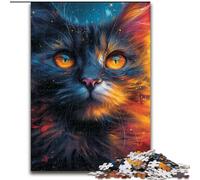 Psychedelic Art Cat Jigsaw Puzzles for Adults 1000 Piece Puzzle, Educational Family Game Suitable for Desktop Decoration (50x75cm)