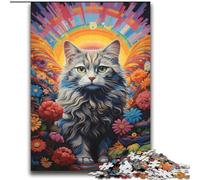 Psychedelic Art Cat Puzzles for Adults 2000 Pieces, Help The Brain Exercise Addictive Toys to Cultivate Patience Perfect Decoration (70x100cm)