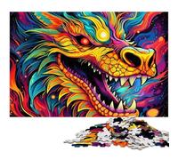 Psychedelic Art Dragon 1000-Piece Jigsaw Puzzle Impossible Jigsaw Puzzles for Adults for Birthdays And Holidays 50x75CM/19.68x29.52inch