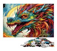 Psychedelic Art Dragon 1000 Piece Jigsaw Puzzle Impossible Jigsaw Puzzles for Adults Ideal for Teenagers & Collectors, Travel Gift, Family Activity 26X38CM/10.23x14.96inch