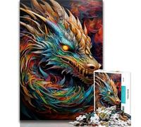 Psychedelic Art Dragon 1000 Piece Jigsaw Puzzles,Challenging Game And Family Play Wall Decoration Unique Birthday And Xmas Gifts (75x50cm)