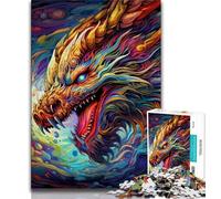 Psychedelic Art Dragon Adult Jigsaw Puzzles 1000,Learning Educational Toys Family Games with Matching Poster And Trivia Sheet 38x26cm