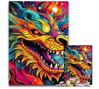 Psychedelic Art Dragon Jigsaw Puzzle 1000 Pieces Impossible Jigsaw Puzzles for Adults Colorful Home Decor & Interactive Family Game, 50x75CM/19.68x29.52inch