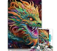 Psychedelic Art Dragon Jigsaw Puzzles for Teenagers 1000 Piece,Challenging Game And Family Play with Fully Interlocking Randomly Shaped Pieces (38x26cm)