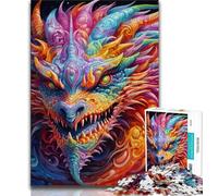 Psychedelic Art Dragon Jigsaw Puzzles for Teenagers 1000 Piece Puzzle,Educational Games Wall Decoration Unique Birthday And Xmas Gifts (50x75cm)