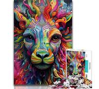 Psychedelic Art Giraffe Jigsaw Puzzles for Adults 1000 Piece,Learning Educational Toys Family Games Gifts for Friends And Family (50x75cm)
