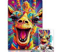 Psychedelic Art Giraffe Jigsaws Puzzles 1000 Pieces for Adults Gifts,Challenging Family Activity Games DIY Toy for Home Wall Decor Gifts 75x50cm