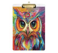 Psychedelic Art Owl Law Enforcement clipboard Hard Board for Volleyball Baseball Coaches Size 9 x 12