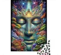 Psychedelic Art Print 1000-Piece Puzzle for Adults, 52x38cm/1000pcs; White Card Pieces for Tidy Handling; for A Quiet Evening Project at Home