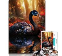Psychedelic Art Swan 1000 Piece Jigsaw Puzzle for Adults Teens,Challenging Game And Family Play with Fully Interlocking Randomly Shaped Pieces 50x75cm