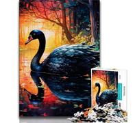 Psychedelic Art Swan Jigsaw Puzzles for Adults Teenagers Jigsaws Puzzle,Challenging To Complete But Fun And Humorous Educational Game for Birthday 38x26cm