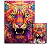 Psychedelic Art Tiger 1000Pc Adults Jigsaw Puzzle cardboard Puzzles Challenging Brain Teaser for Teenagers, Family Game Night Fun 26X38CM/10.23x14.96inch