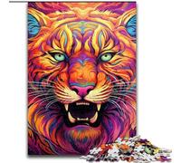 Psychedelic Art Tiger Jigsaw Puzzles for Adults, 1000 Piece Impossible Jigsaw Puzzles for Adults Perfect, DIY Artwork 50x75cm
