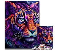 Psychedelic Art Tiger Puzzles 1000 Pieces for Adults Jigsaw Puzzles for Adults Brain Challenge Gift, Educational Activity for Teenagers 26X38CM/10.23x14.96inch