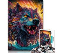 Psychedelic Art Wolf 1000 Piece Jigsaw Puzzles for Adults Gifts,Help The Brain Exercise Addictive Toys to Cultivate Patience Suitable for Couples (75x50cm)