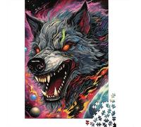 Psychedelic Art Wolf 1000 Pieces Puzzles for Teenagers Gifts Wooden Puzzle Jigsaws for Adults Home Educational Games DIY Toys 1000pcs (75x50cm)