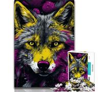 Psychedelic Art Wolf Adult Puzzles 1000 Pieces,Help The Brain Exercise Addictive Toys to Cultivate Patience Parent-child Interaction (50x75cm)