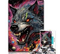 Psychedelic Art Wolf Jigsaw Puzzles for Adults 1000,Staycation Kill Time Every Piece Is Unique - Challenging Family Fun Game (75x50cm)