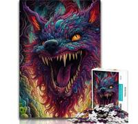 Psychedelic Art Wolf Jigsaw Puzzles for Adults,Challenging To Complete But Fun And Humorous Birthday Present,Gifts,Wall Art (38x26cm)