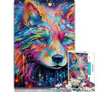 Psychedelic Art Wolf Jigsaw Puzzles for Teenagers 1000 Jigsaws,Stress Reliever Difficult Challenge Suitable for Desktop Decoration (38x26cm)