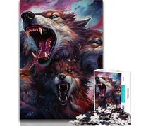 Psychedelic Art Wolf Jigsaw Puzzles for Teenagers 1000 Pieces,Challenging Game And Family Play with Fully Interlocking Randomly Shaped Pieces (50x75cm)