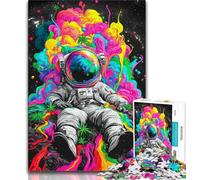 Psychedelic Astronaut 1000 Piece Jigsaw Puzzle for Adults And Teenagers,Staycation Kill Time with Fully Interlocking Randomly Shaped Pieces (75x50cm)