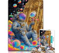 Psychedelic Astronaut 1000 Piece Jigsaw Puzzles for Adults,Challenging To Complete But Fun And Humorous Unique Home Decor And Gifts (75x50cm)