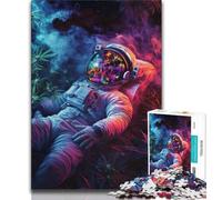 Psychedelic Astronaut Jigsaw Puzzles for Teenagers,Family Game Stress Reliever Difficult Challenge Artists Collection,Fine Art (75x50cm)