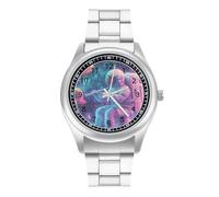 Psychedelic Astronaut Mushroom Simple Stainless Watch Fashion Designer Wristwatch Easy Reader Analog Watches Gifts for Men