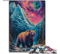 Psychedelic Bear in The Mountains Jigsaws Puzzles 1000 Pieces for Teenagers Gifts, Family Fun Games Fun at Home Activities, Birthday Present, Travel Gifts (26x38cm)