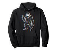 Psychedelic Bigfoot Peace Sign Glitch Sasquatch Retro Pullover Hoodie