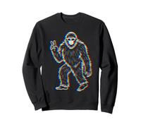 Psychedelic Bigfoot Peace Sign Glitch Sasquatch Retro Sweatshirt
