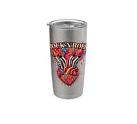 Psychedelic Biker Anatomical Heart Rock N Roll Vintage Retro Stainless Steel Insulated Tumbler