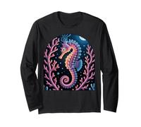 Psychedelic Bioluminescent Seahorse Aquatic Life Long Sleeve T-Shirt