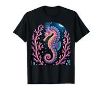 Psychedelic Bioluminescent Seahorse Aquatic Life Value Graphic T-Shirt, Men, Black, XL