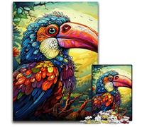 Psychedelic Bird JigsawPuzzle 1000 Pieces for Adults Wooden Jigsaw Puzzles for Adults Ideal DIY Decor & Brain Teaser Gift 50x75CM/19.68x29.52inch