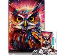 Psychedelic Bird Owl Jigsaw Puzzles for Adults 1000,Help The Brain Exercise Addictive Toys to Cultivate Patience A Work of Art 38x26cm
