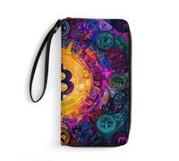 Psychedelic Bitcoin1 Long Zippered Pouch Slim Clutch Organizer Purse Money and Credit Card Holder for Men Women