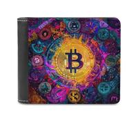 Psychedelic Bitcoin1 Printed Bifold Wallet with Hidden Compartments Pocket Money and Credit Card Holder for Men Women