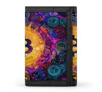 Psychedelic Bitcoin1 Trifold Wallet Front Pocket with Money and Credit Card Holder for Men Women