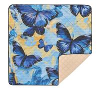 Psychedelic Blue Butterfly Cute Foldable Baby Activity Play Mat for Floor Cozy Breathable Baby Play Tummy Time Mat for Baby Toddler Infant, 50'' x 50''