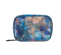Psychedelic Blue Butterfly Medicine Organizer Bag with Detachable Compartments Portable Medicine Travel Bag for Purse