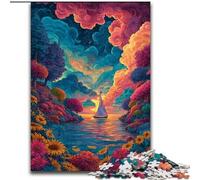 Psychedelic Boat 1000 Piece Jigsaw Puzzles for Adults, Challenging Game And Family Play Parent-child Interaction (26x38cm)