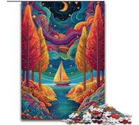 Psychedelic Boat 1000 Piece Jigsaw Puzzles for Adults Gifts, Toys Educational Games Stress Relieving Wishlist with Santa Claus (26x38cm)