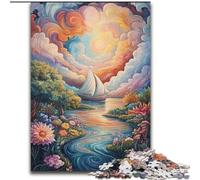Psychedelic Boat Adult Jigsaws 1000 Pieces Difficult, for Educational Game Challenge Toy Birthday Present, Gifts, Wall Art (26x38cm)